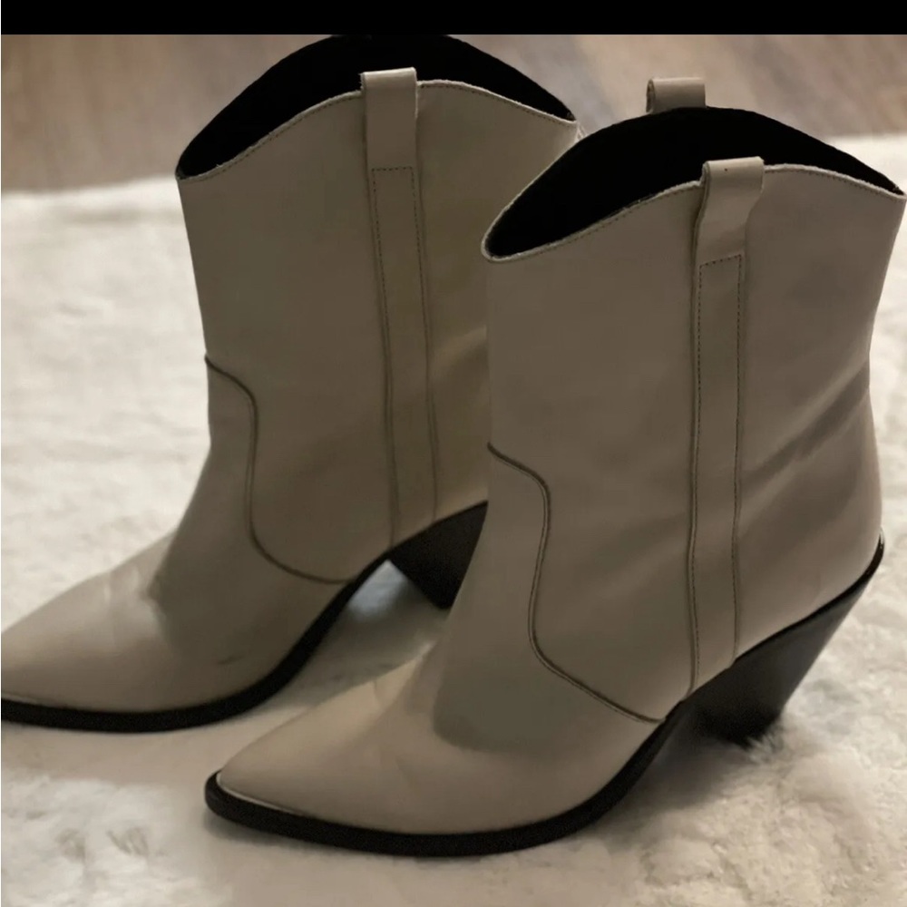 Toral LEATHER COWBOY BOOTS (From Spain) - Size 41 Womens-Color-Ivory(RARE BOOTS)